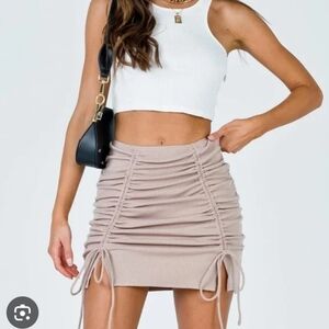 Princess Polly Drawstring Nude Beige Mini Skirt Hazel Size 0
